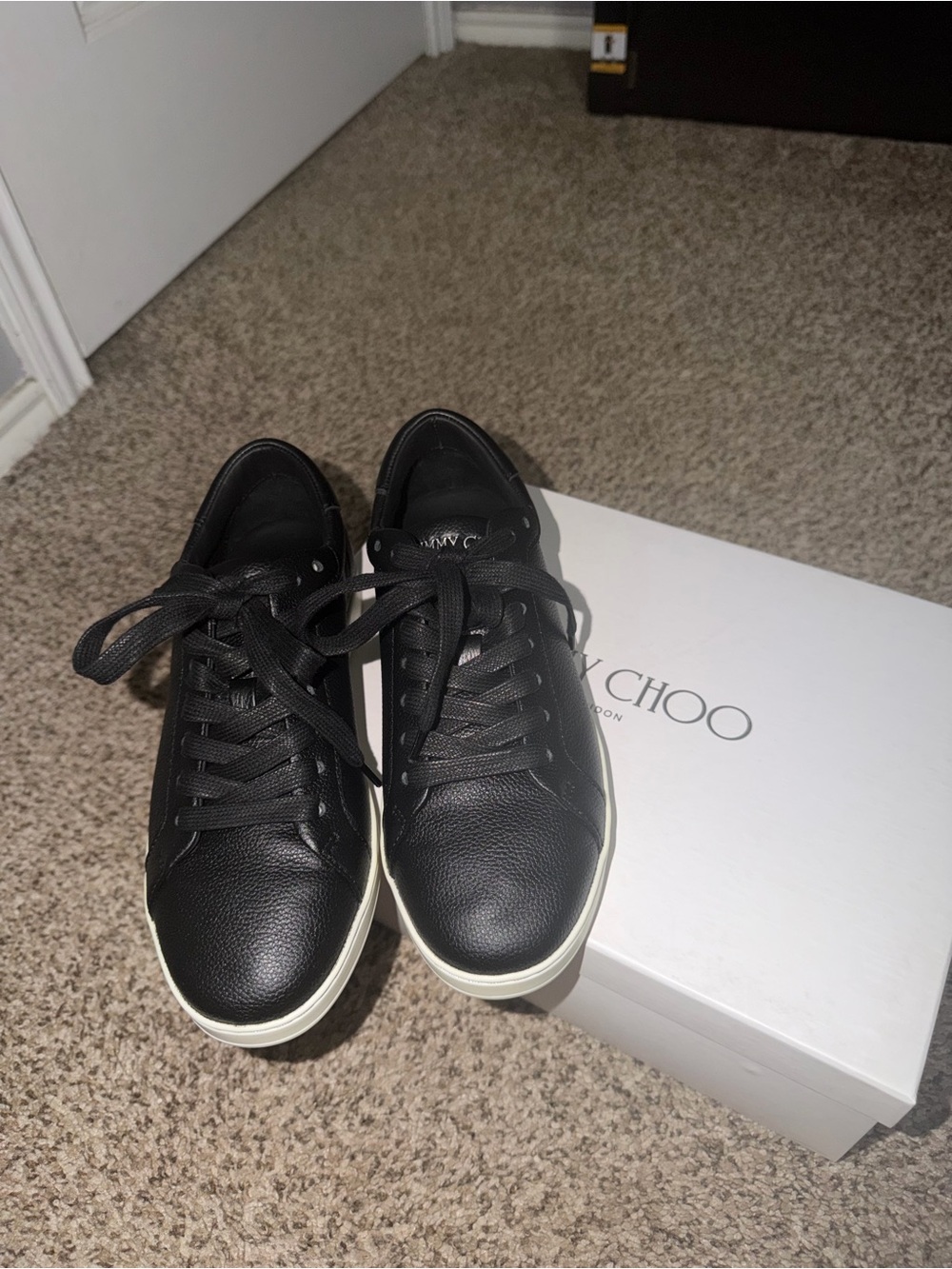 Jimmy Choo Black Leather Sneakers